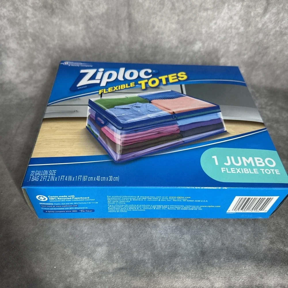 NEW Ziploc Flexible Totes Jumbo 22 Gallon Bag 1 Count OEM Sealed